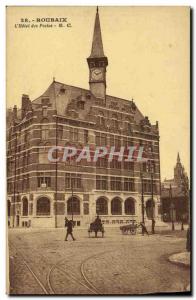 Carte Postale Ancienne Poste Roubaix L & # 39Hotel Post