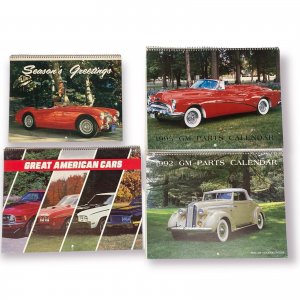 1990s Lot of 4 Vintage Calendars Depicting Classic Cars