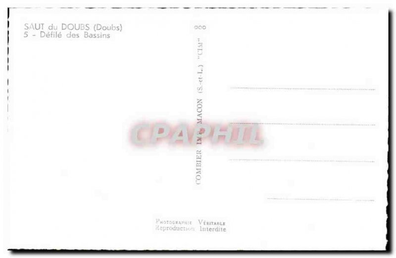 Old Postcard Saut du Doubs Basins Defile