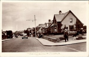 Scotland Holmes Real Photo Street Scene Man Dog Policeman Old Cars Postcard T17