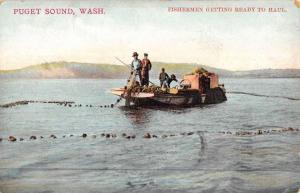 Puget Sound Washington Fishermen Ready To Haul Antique Postcard K45182 