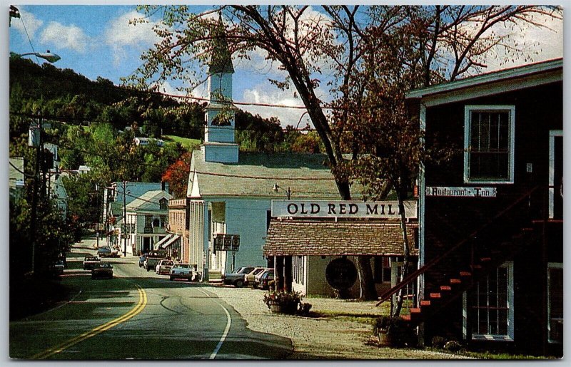 Vtg Wilmington VT Old Red Mill Tavern Restaurant Street View 1970s Postcard