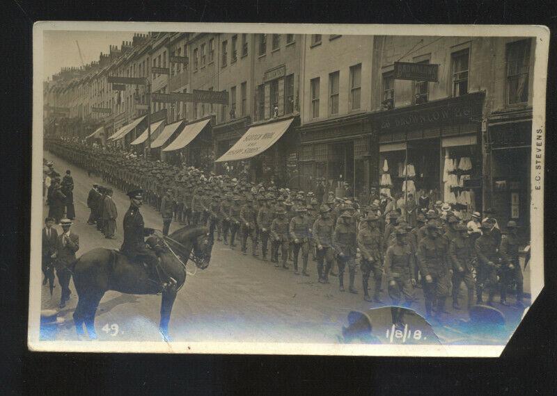 RPPC LONDON ENGLAND UK DOWNTOWN WWI VICTORY PARADE REAL PHOTO POSTCARD