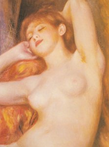 Renoir La Dormeuse Risque Painting Postcard