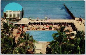 Surfside Plaza Hotel Miami Beach Florida FL Swimming Pool Resort Postcard