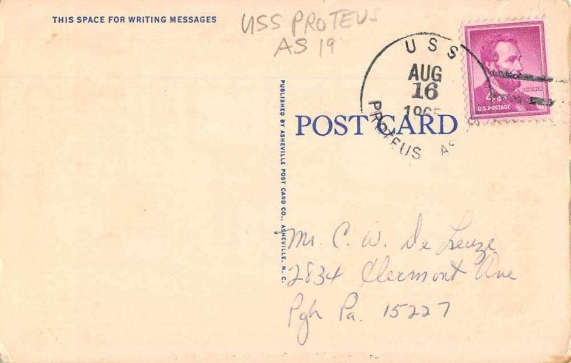 Williamston South Carolina Greetings USS Proteus Postmark Postcard JF686854 