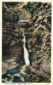 Vintage Postcard Central Cascade Watkins Glen New York C. T. American Art Pub.