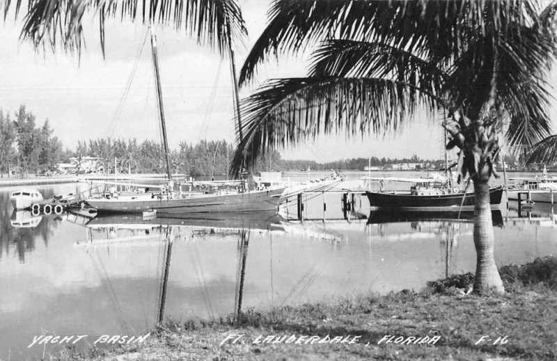 Fort Lauderdale Florida Yacht Basin Real Photo Vintage Postcard JF686337
