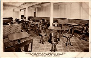 Postcard R. M. S. Majestic Largest Steamer in the World Cabin Lounge 1920s M69