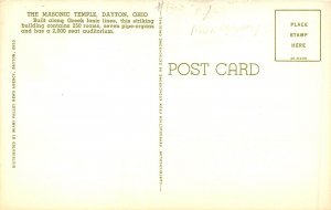 Dayton Ohio 1960 Postcard Masonic Temple