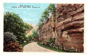 Postcard ROAD SCENE Starved Rock State Park Illinois IL AU9521