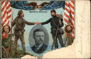 Civil War North/South Peace General Lee & Grant Teddy Roosevelt Overprint 