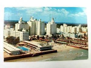 Vintage Postcard Famous Hotel Row Miami Beach FL 1950's