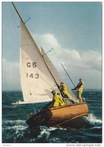 Sail boat on rough waters with a crew of four, G5143, 50-70s