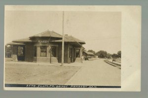 Peabody KANSAS RPPC '10 DEPOT TRAIN STATION Santa Fe Railroad nr Newton Florence