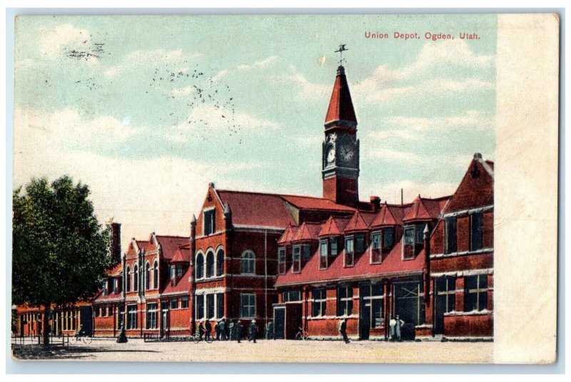 1908 Union Depot Street Exterior Building Ogden Utah UT Vintage Antique Postcard