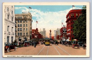 K8/ Salt Lake City Utah Postcard c1910 Main Street Stores Trolley 60