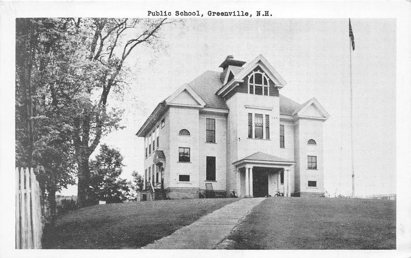 Greenville New Hampshire~Public School~Bicycles @ Doorway~Flag Pole~1952 Pc