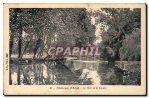 Old Postcard Chateau d'Anet Park and the Canal