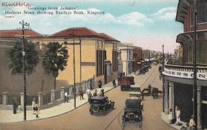 Postcard Greetings From Jamaica Harbour Street Barclays Bank Kingston Jamaica