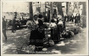 Madeira Spain Vendedoras de Flores Flower Vendors Vintage Real Photo PC