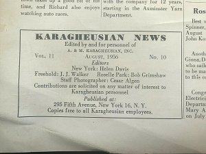 Vintage Newsletter 1956 Karagheusian News A. & M. Karagheusian Inc. Freehold NJ 