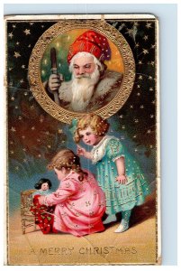 1906 Old World Santa Claus Cane Dresden Kids Doll Postcard P225E