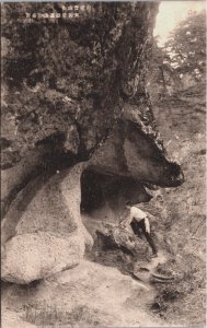 Japan Man Climbs on the Rocks Vintage Postcard C217