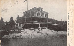 Boothbay Harbor Maine Higgins Inn B/W Lithograph Vintage Postcard U1655