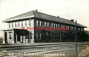 Depot, South Dakota, Aberdeen, RPPC, Chicago Milwaukee & St Paul Railroad,No 968