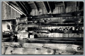 Postcard RPPC c1950s Cross Village MI Legs Inn Interior View Of Bar