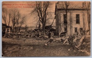K51/ Delaware Ohio Postcard Zion Reform Church Flood Disaster Kraemer Art 356