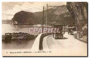 Old Postcard Route de Nice to Monaco Bay of Eze Automotive