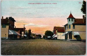 Lawler Street Postville Iowa IA Main Road Residences Building Structure Postcard