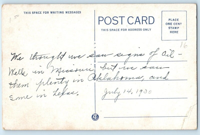 1940 Amarillo Texas TX Vintage Postcard Oil Scene Machine Smoke Steam View Field