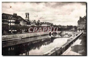 Old Postcard Besancon les Bains Doubs Quays Bridge Beating Madeleine