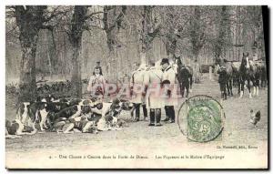 Postcard Old Hunting Dog Hunting Dogs has a hounds in the forest of Dreux Bit...