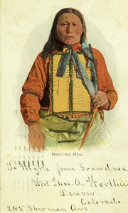 Medicine Man Native American with Micah Glitter Kropp Postcard 1905