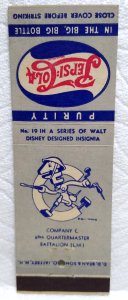 Pepsi Cola Matchbook Cover Walt Disney 40's No 19 Wrench Man Tools Quartermaster