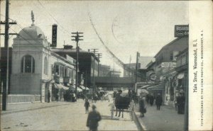 Woonsocket RI Main St. 1909 Postcard Visible Signs