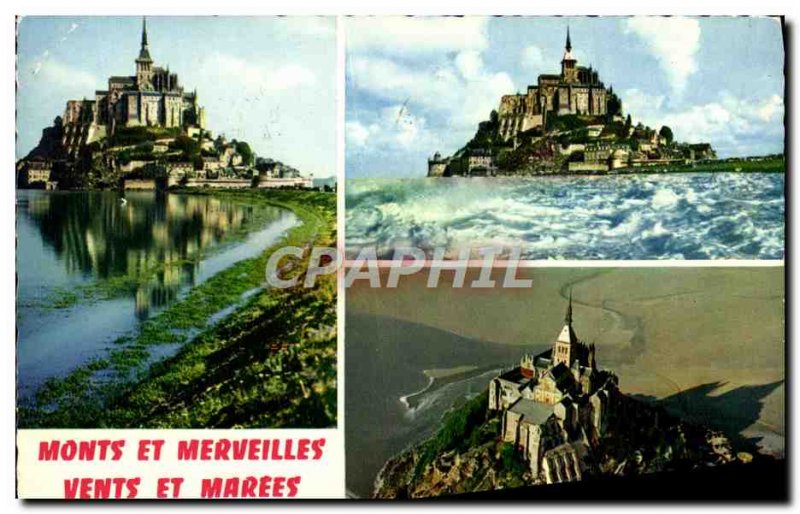 Modern Postcard Mont Saint Michel Vue Generale L & # 39Arrivee Cote Sud A Mar...