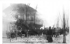 RR Depot on Fire Feb 23rd 1909 Real Photo Repro Rutland, Vermont USA Unused 