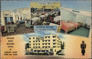 Asbury Park Pennsylvania PA Albion Hotel c1930s-40s Linen Postcard