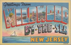 Postcard Large Letters Greetings From Wildwood by the Sea New Jersey NJ