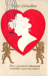 Damaged Valentines Day 1908 postal marking on front