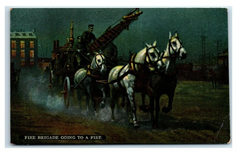 Postcard Fire Brigade Going to a Fire, unused Y65