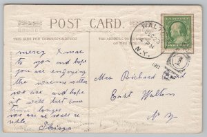 Christmas~Holly & Boy With Dog & Rifle Holiday Greeting~Vintage Postcard 