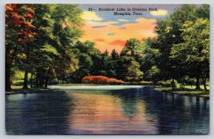 Memphis Tennessee~Overton Park~Rainbow Lake~Sunset~Reflection~Linen 1940s PC