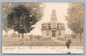 MILTON MILLS NH SCHOOL 1906 ANTIQUE REAL PHOTO POSTCARD RPPC 