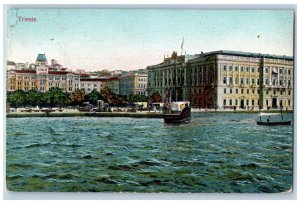 Trieste Friuli-Venezia Giulia Italy Postard Steamboat on River Scene c1910